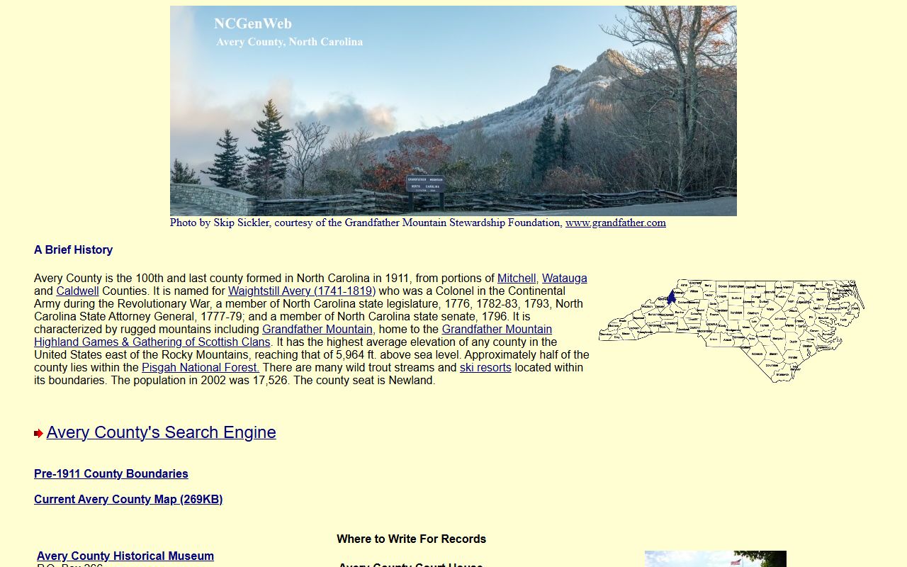 Avery County NCGenWeb page for dissolution of marriage genealogy research