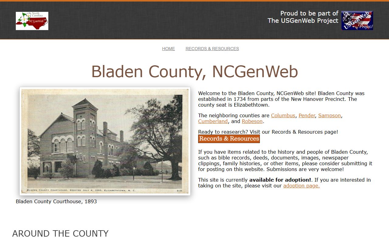 Bladen County NCGenWeb page with dissolution of marriage historical records