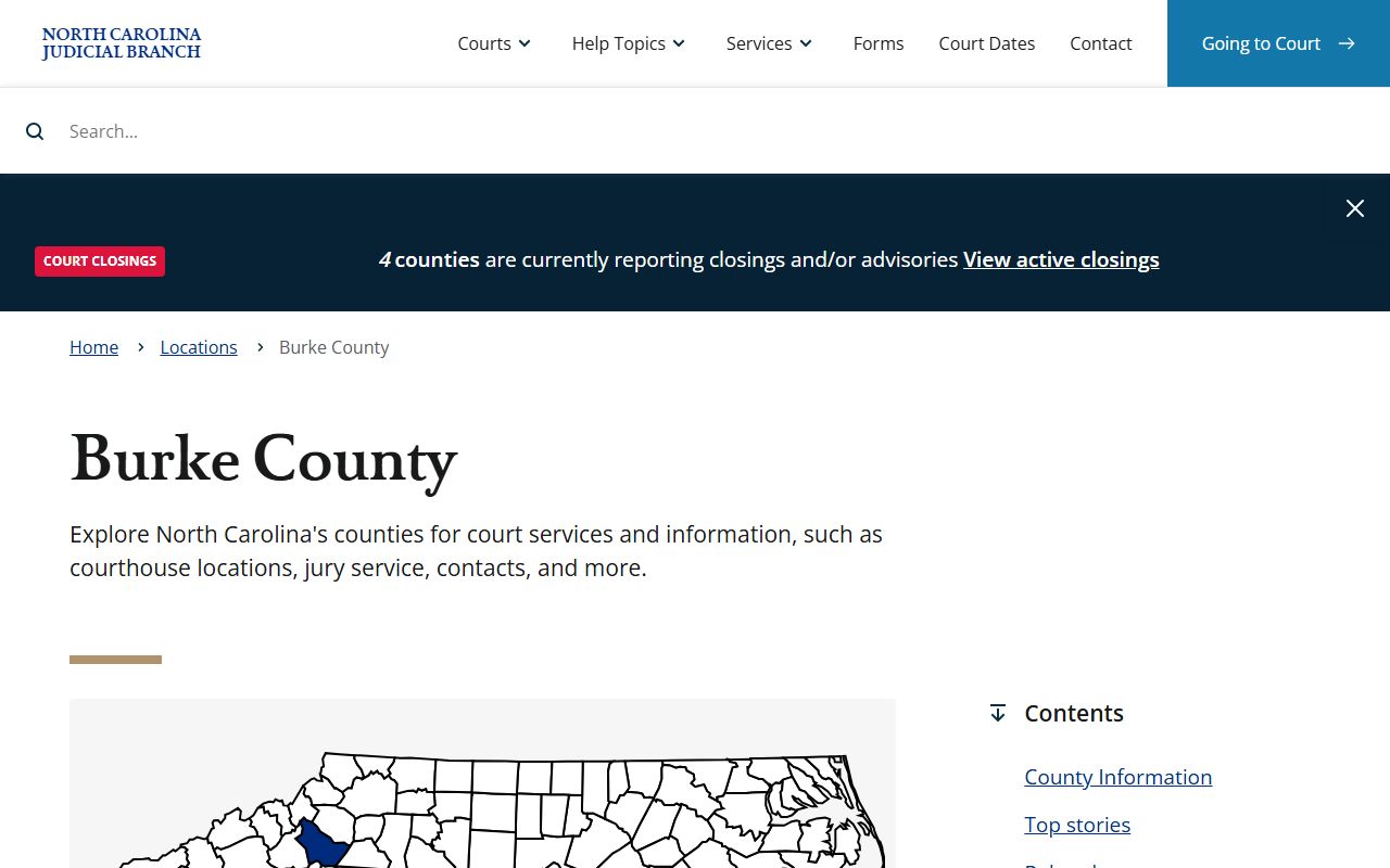 Burke County Court Information page for dissolution of marriage records