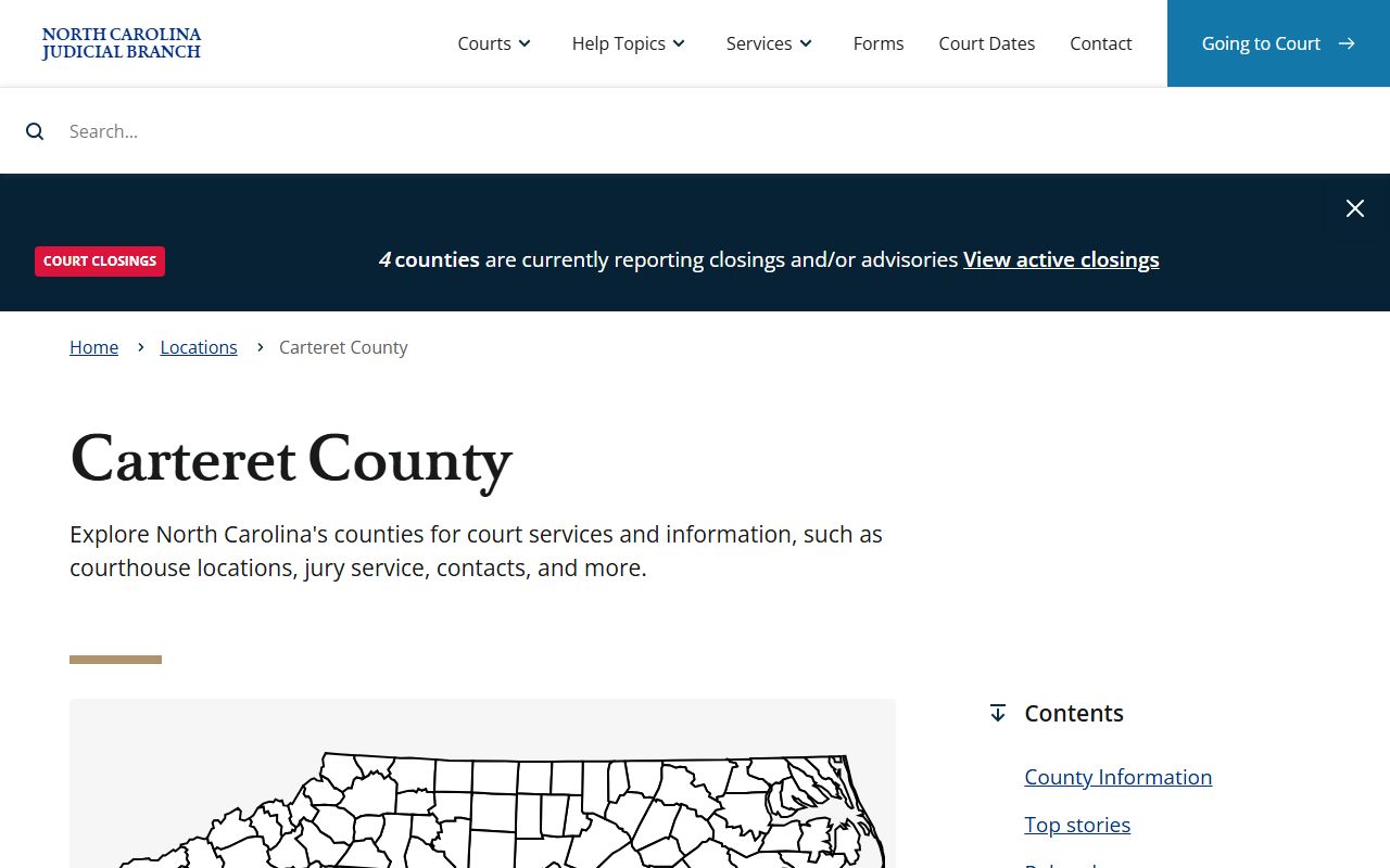 Carteret County Court Information for dissolution of marriage records in Beaufort