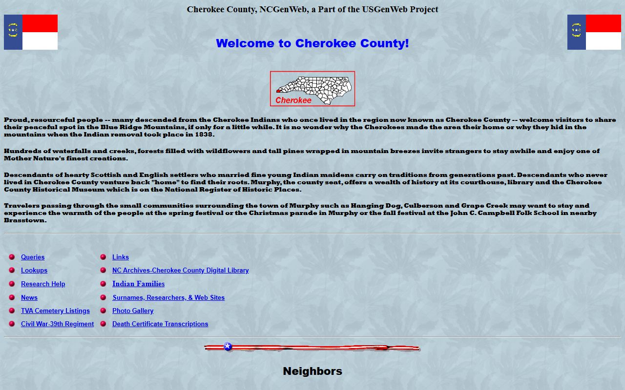 Cherokee County NCGenWeb genealogy resources for dissolution of marriage research