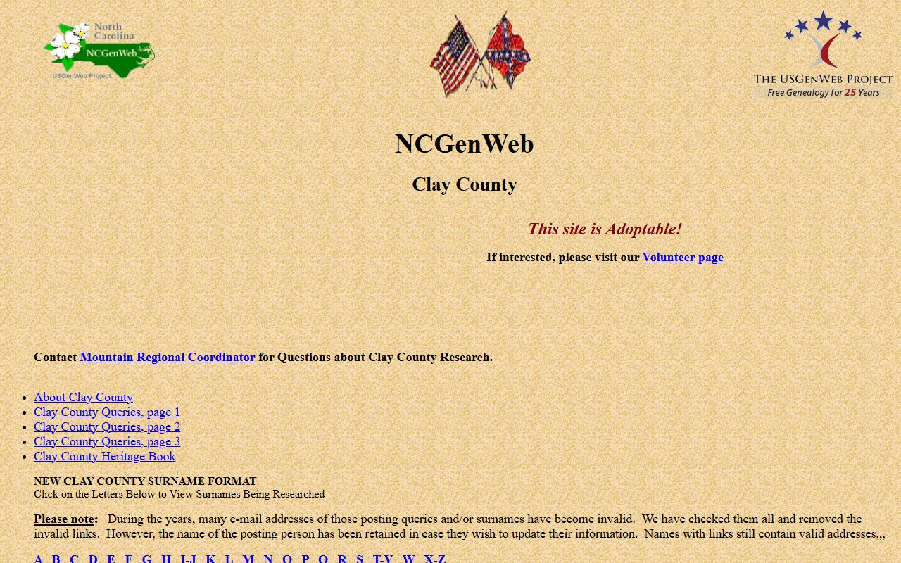 Clay County NCGenWeb genealogy and dissolution of marriage research resource