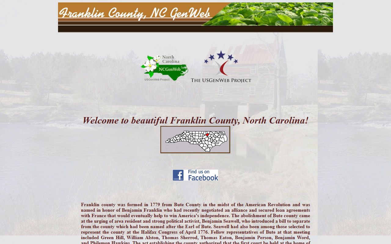 Franklin County NCGenWeb resource for historical dissolution of marriage records