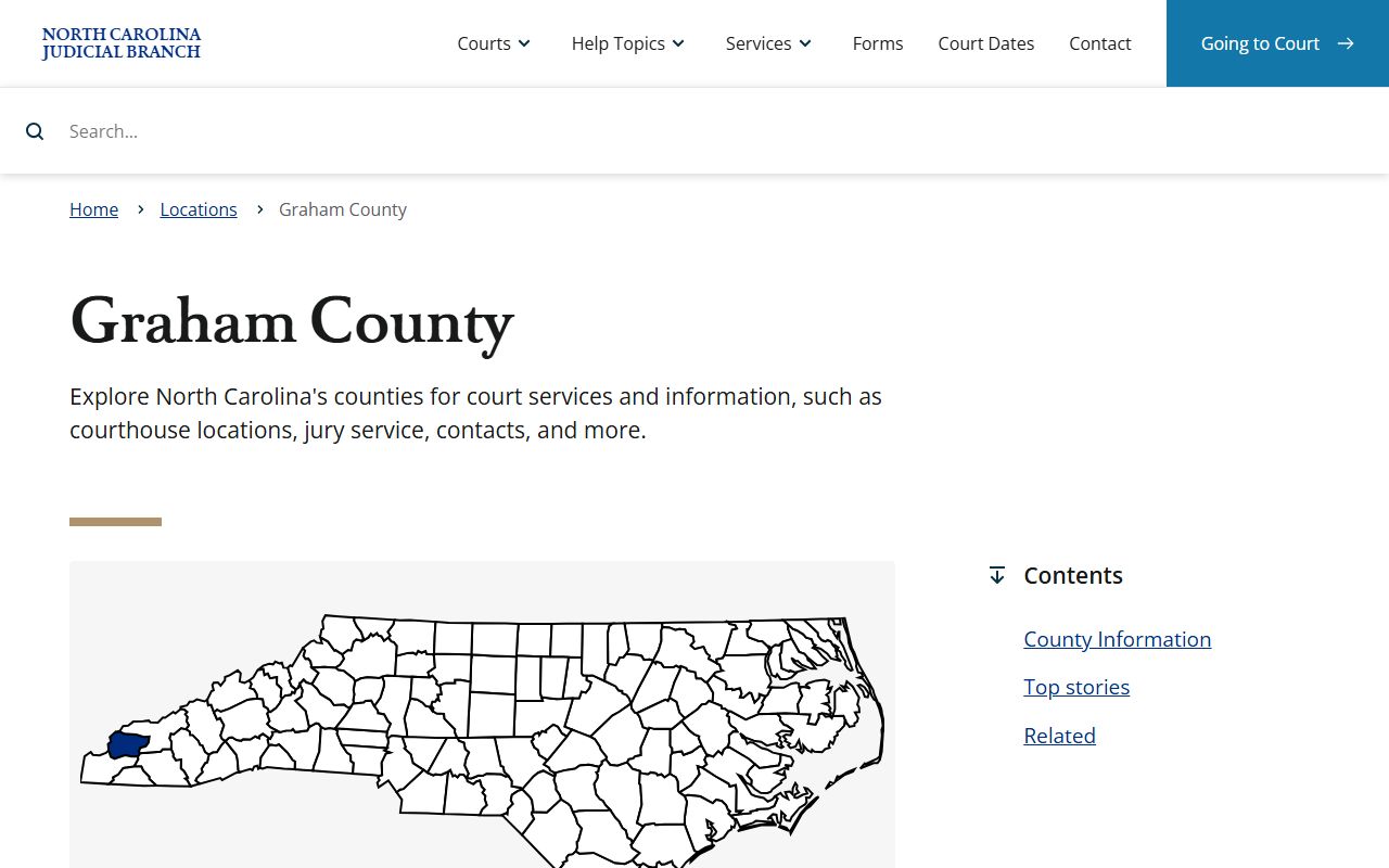 Graham County court information page for dissolution of marriage records in Robbinsville