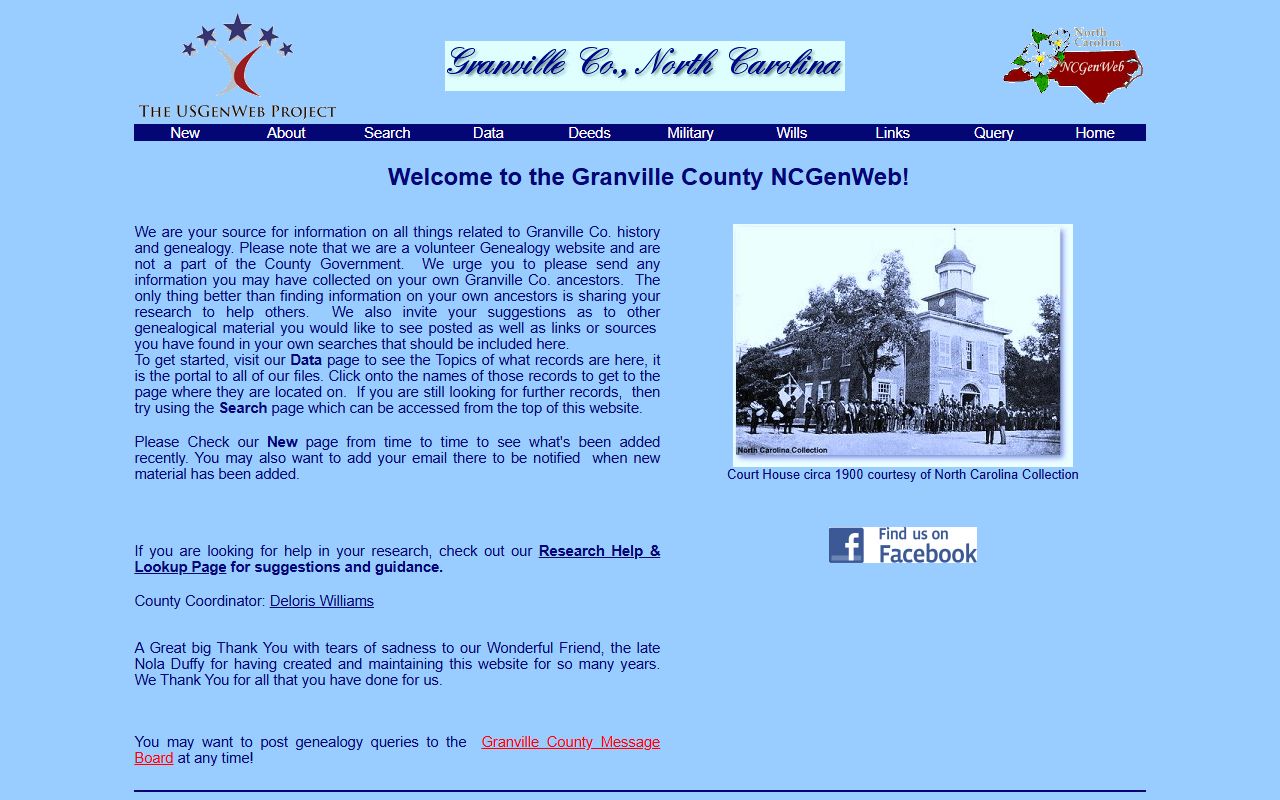 Granville County NCGenWeb resource for historical dissolution of marriage records in Oxford