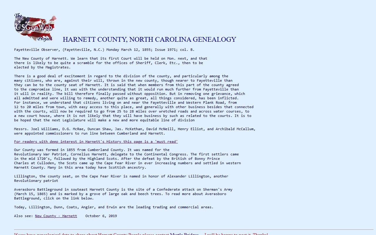 Harnett County NCGenWeb genealogy resource for dissolution of marriage history