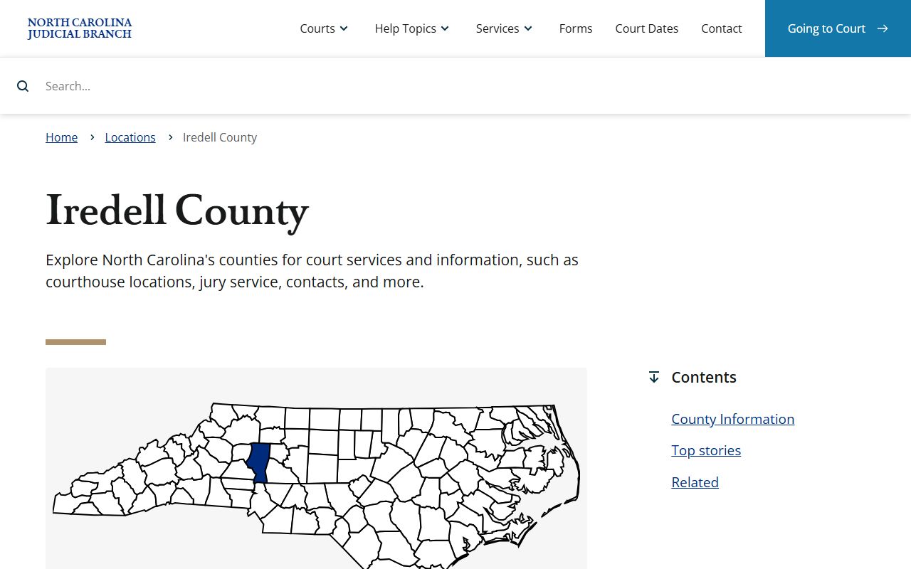 Iredell County court information page for dissolution of marriage records