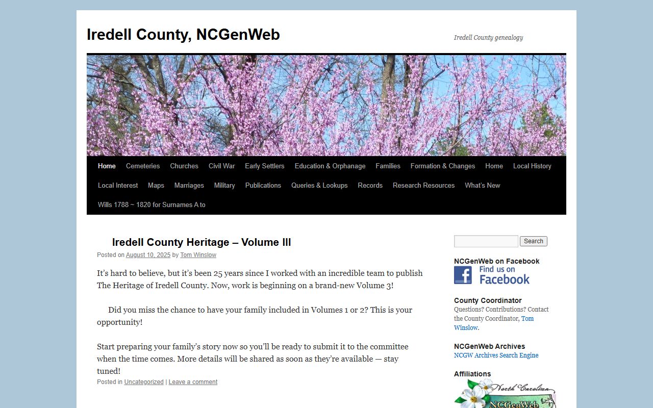 Iredell County NCGenWeb genealogy resource for dissolution of marriage records