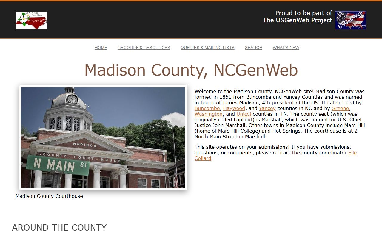 Madison County NCGenWeb resource for dissolution of marriage historical research in Marshall