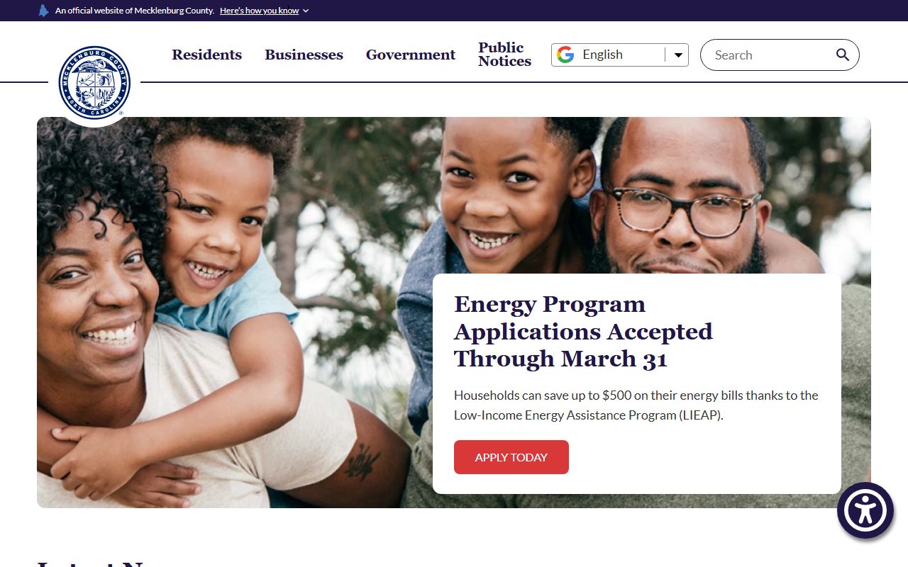 Mecklenburg County government website for dissolution of marriage records and court information in Charlotte