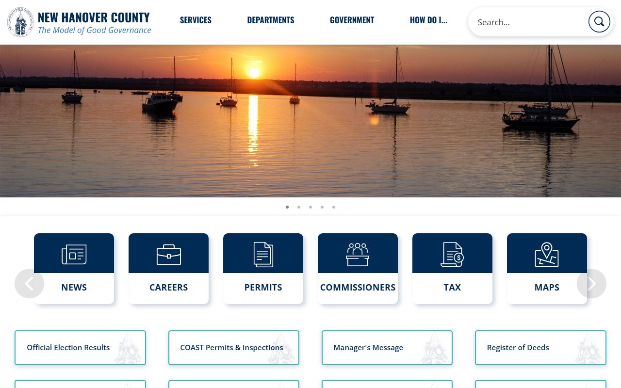 New Hanover County Government website for dissolution of marriage records in Wilmington