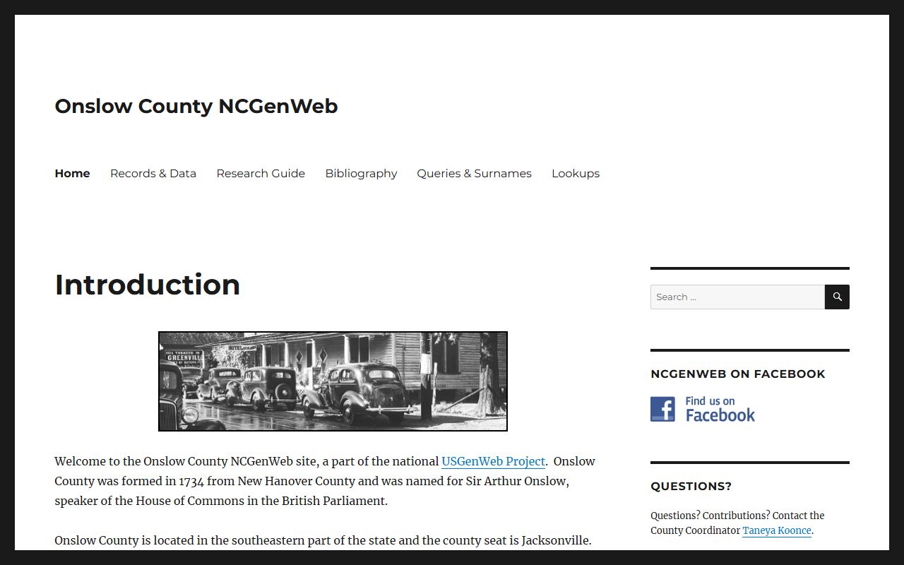 Onslow County NCGenWeb page for historical dissolution of marriage research