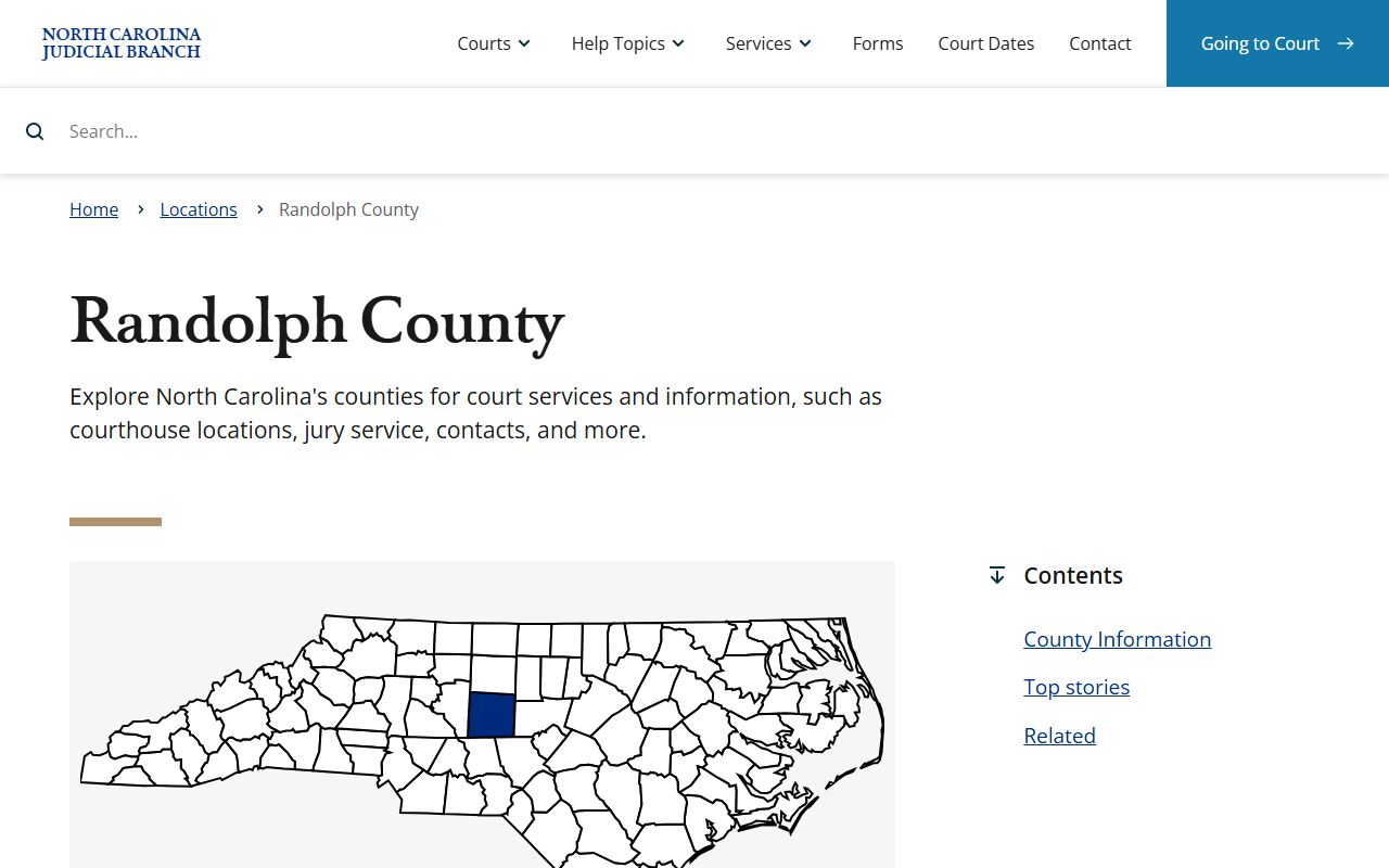 Randolph County Clerk of Superior Court court information for dissolution of marriage records