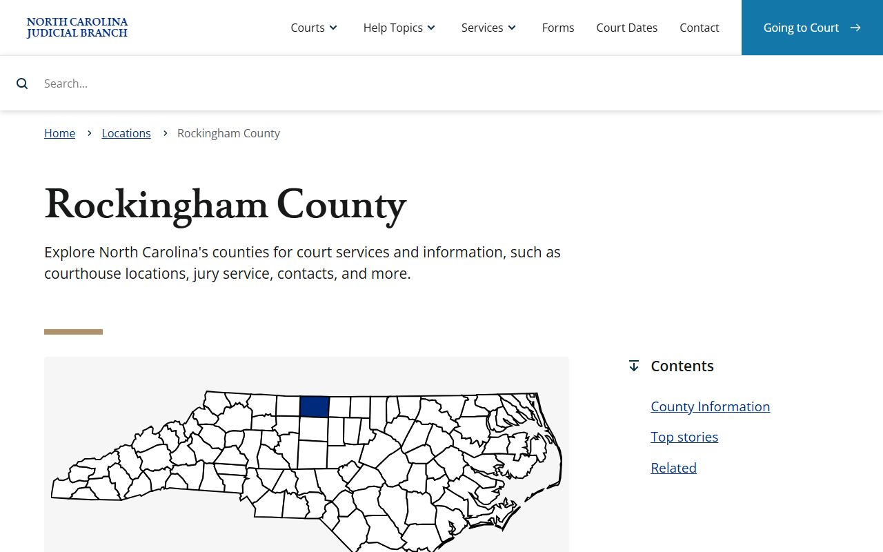 Rockingham County Clerk of Superior Court court information for dissolution of marriage records