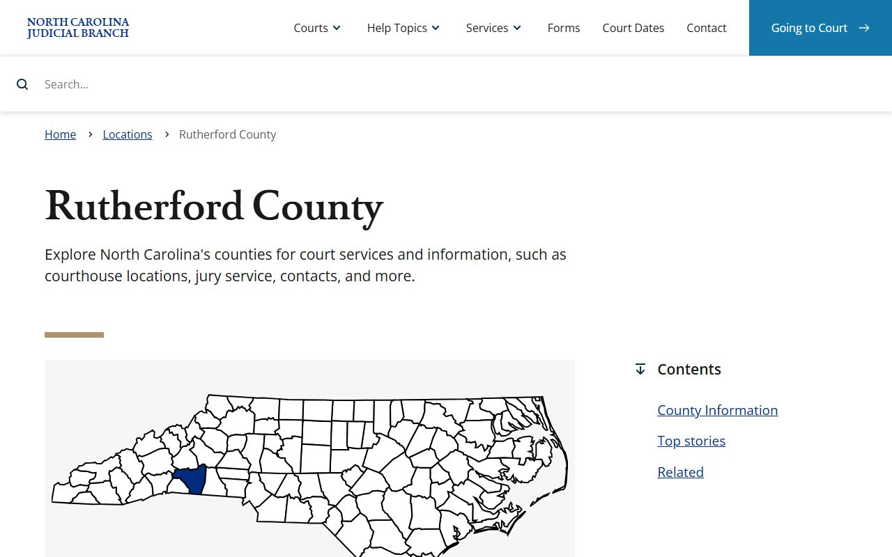 Rutherford County Clerk of Superior Court court information for dissolution of marriage records