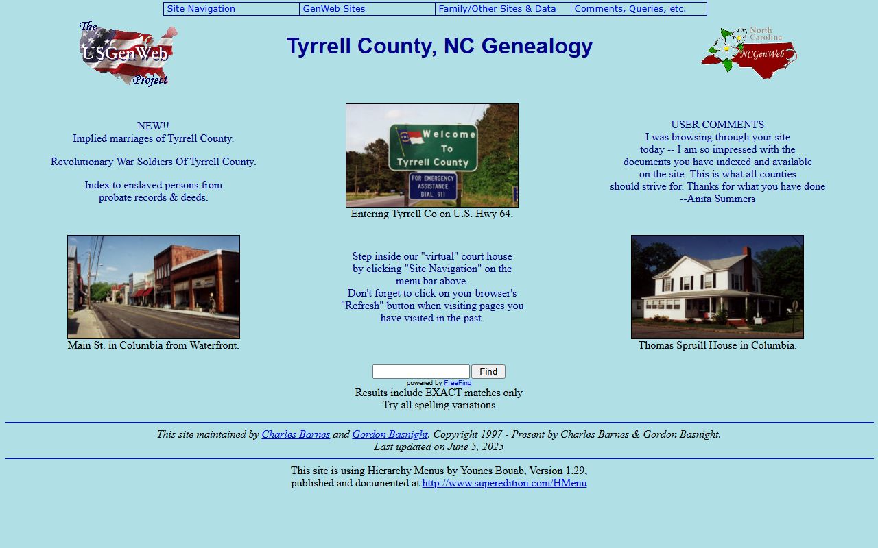 Tyrrell County NCGenWeb historical dissolution of marriage and court records