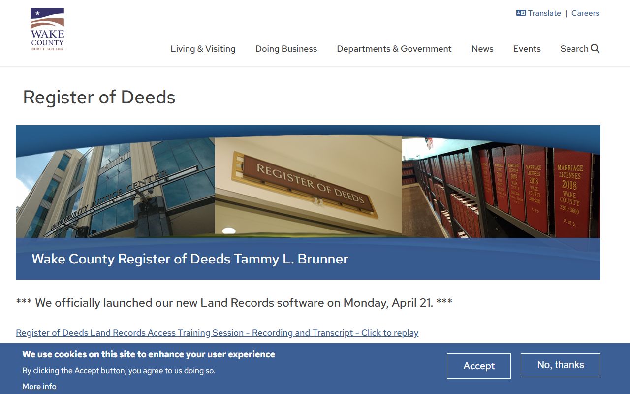 Wake County Register of Deeds dissolution of marriage related records