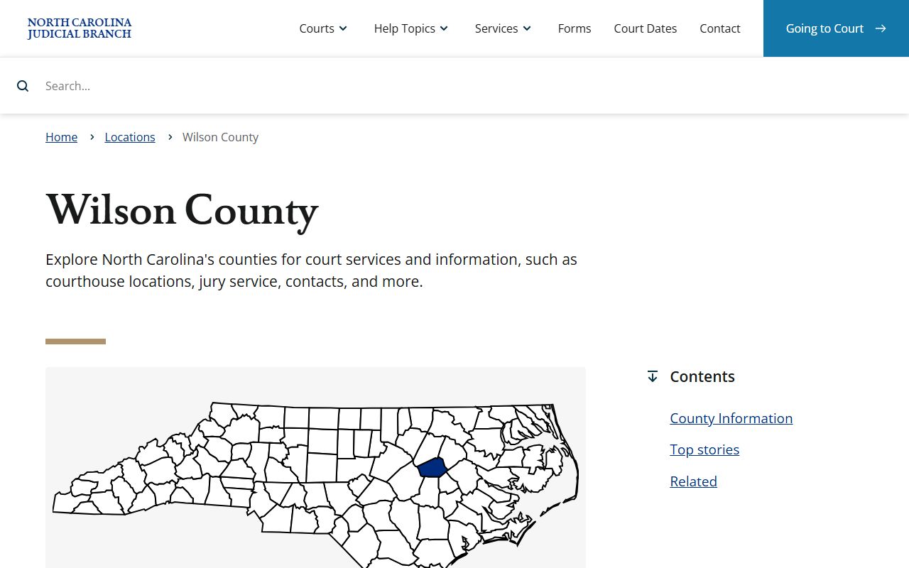 Wilson County court information for dissolution of marriage records in Wilson NC