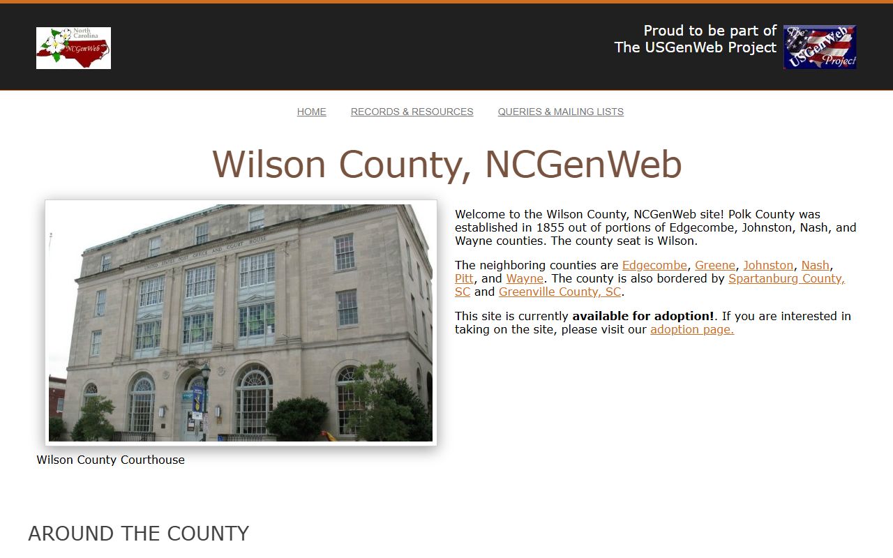 Wilson County NCGenWeb genealogy resource for dissolution of marriage historical research