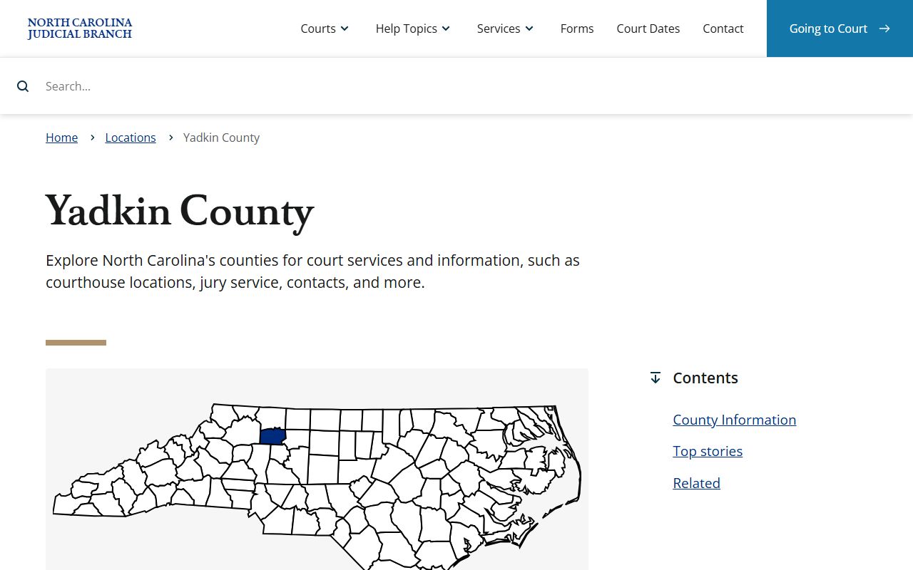 Yadkin County court information for dissolution of marriage records in Yadkinville